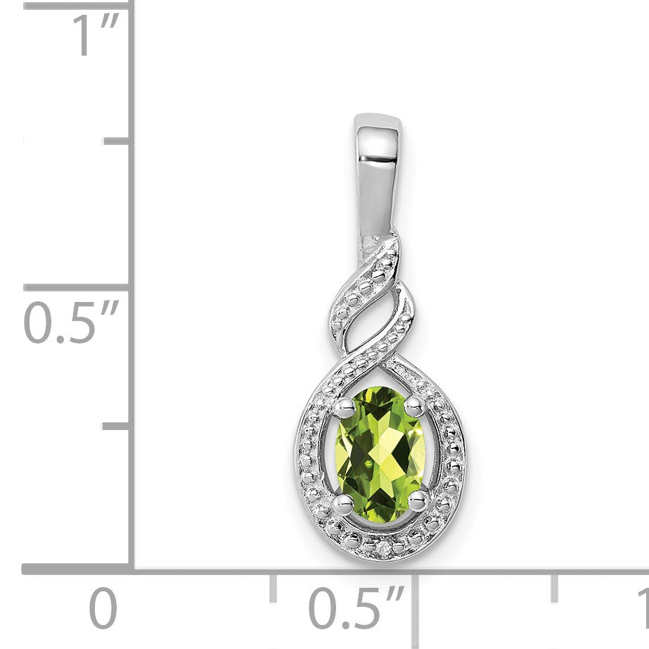 Sterling Silver Rhodium-plated Peridot & Diam. Pendant