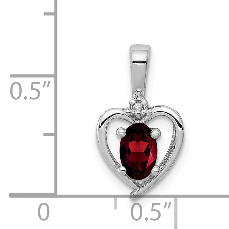 Sterling Silver Rhodium-plated Garnet & Diam. Pendant