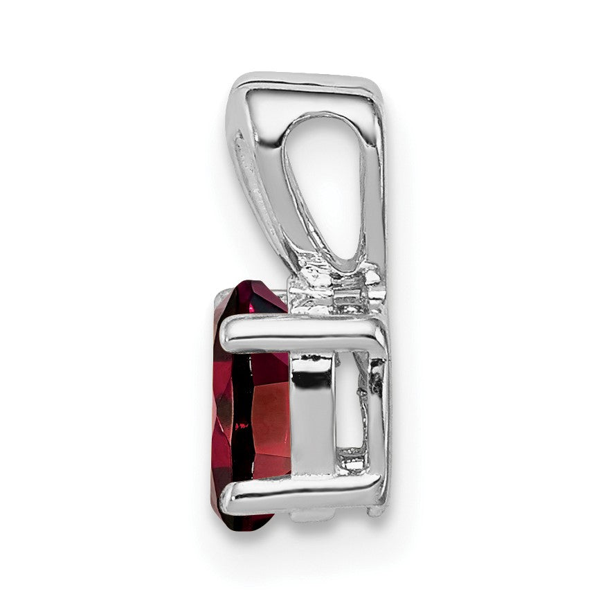 Sterling Silver Rhodium-plated Garnet Pendant