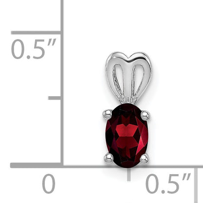 Sterling Silver Rhodium-plated Garnet Pendant