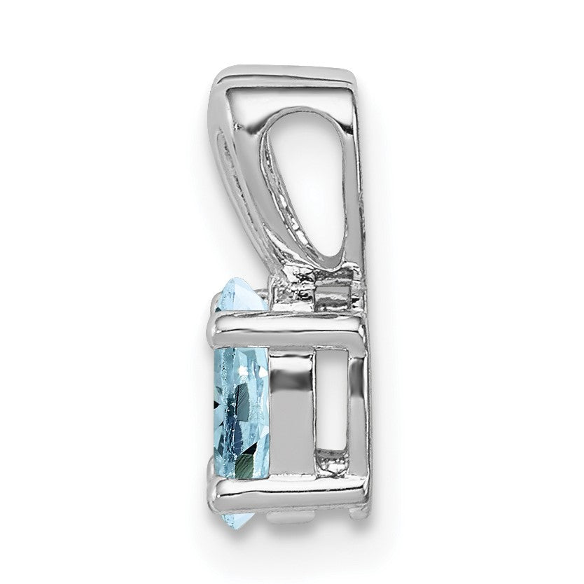Sterling Silver Rhodium-plated Aquamarine Pendant