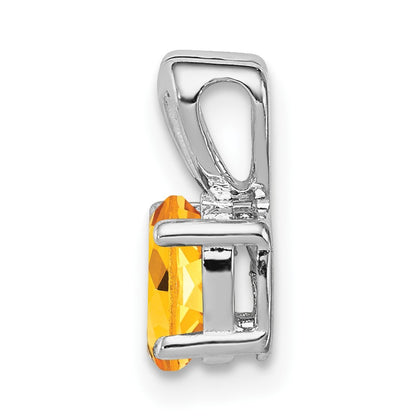 Sterling Silver Rhodium-plated Citrine Pendant