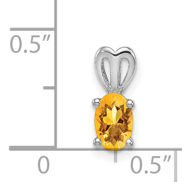 Sterling Silver Rhodium-plated Citrine Pendant