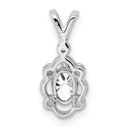 Sterling Silver Rhodium-plated White Topaz & Diam. Pendant