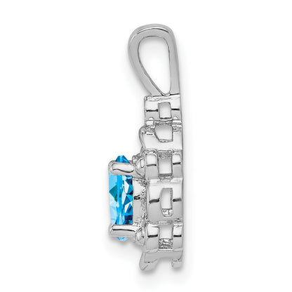 Sterling Silver Rhodium-plated Light Swiss Blue Topaz & Diam. Pendant
