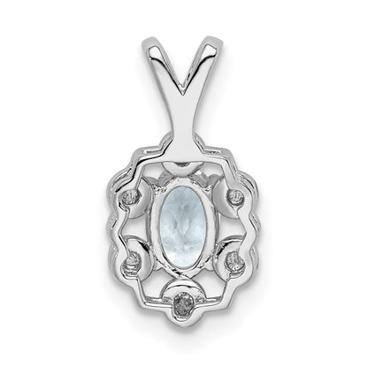 Sterling Silver Rhodium-plated Aquamarine & Diam. Pendant