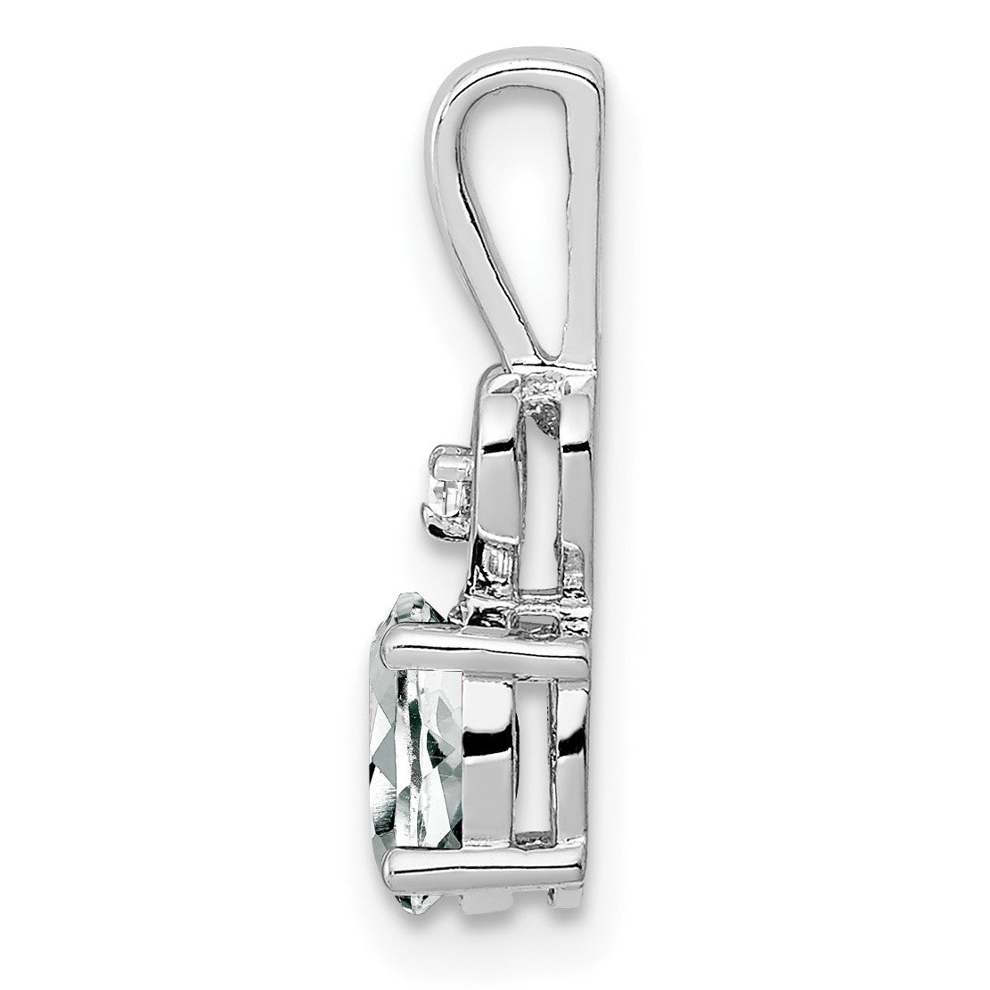 Sterling Silver Rhodium-plated White Topaz & Diam. Pendant