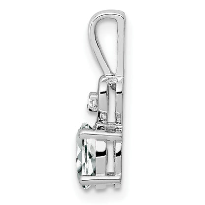 Sterling Silver Rhodium-plated White Topaz & Diam. Pendant