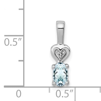 Sterling Silver Rhodium-plated Aquamarine & Diam. Pendant