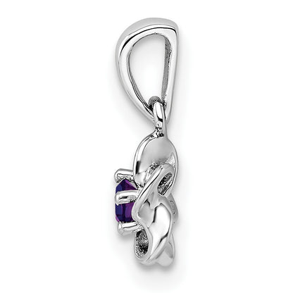 Sterling Silver Rhodium-plated Floral Amethyst Pendant