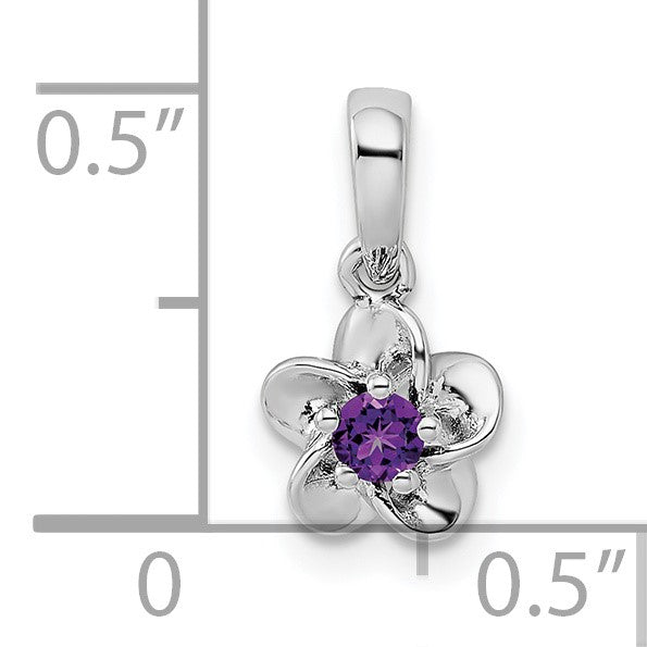 Sterling Silver Rhodium-plated Floral Amethyst Pendant