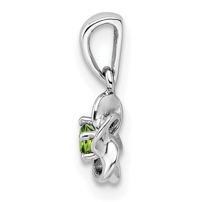 Sterling Silver Rhodium-plated Floral Peridot Pendant