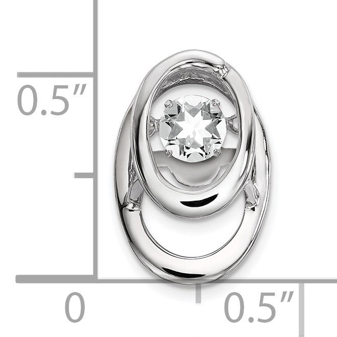 Sterling Silver Rhodium CZ Birthstone Vibrant Chain Slide