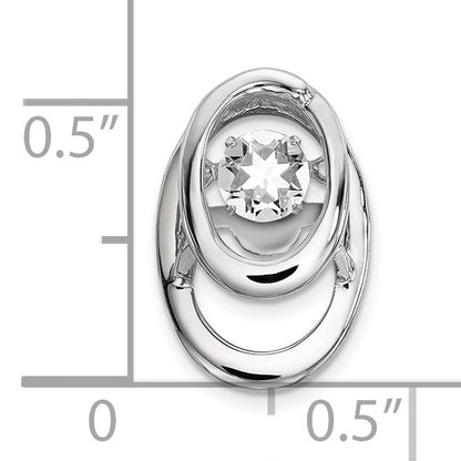 Sterling Silver Rhodium CZ Birthstone Vibrant Chain Slide