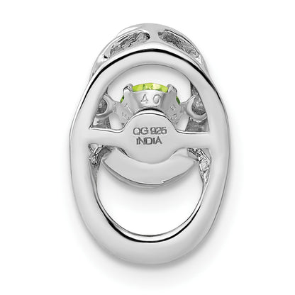 Sterling Silver Rhodium Peridot Birthstone Vibrant Chain Slide