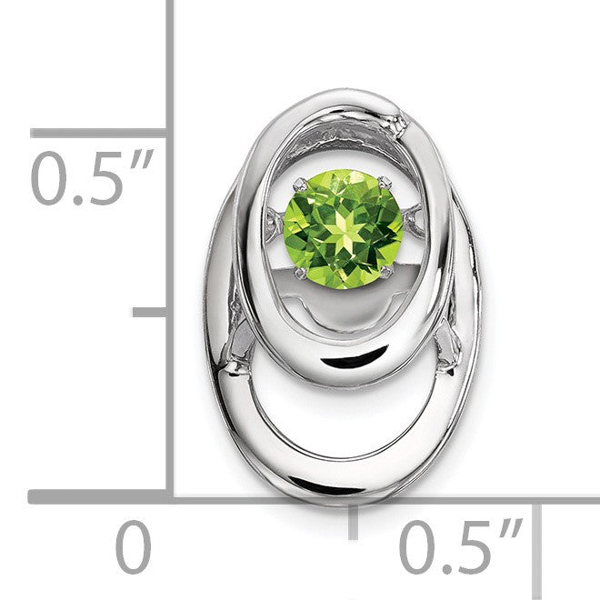Sterling Silver Rhodium Peridot Birthstone Vibrant Chain Slide