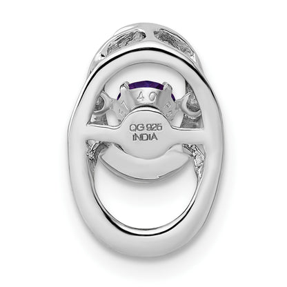 Sterling Silver Rhodium Amethyst Birthstone Vibrant Chain Slide