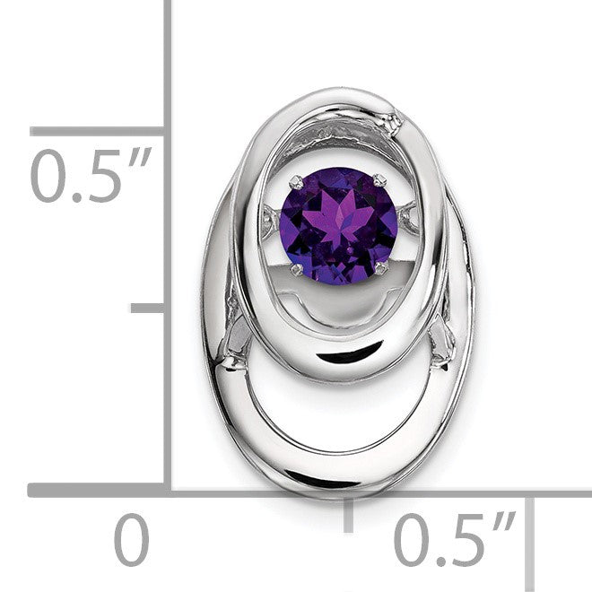 Sterling Silver Rhodium Amethyst Birthstone Vibrant Chain Slide