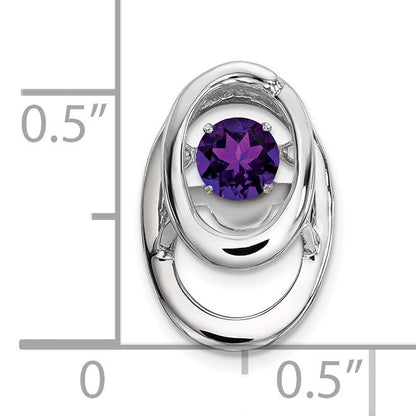 Sterling Silver Rhodium Amethyst Birthstone Vibrant Chain Slide