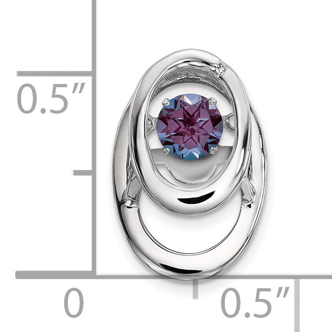 Sterling Silver Rhodium Created Alexandrite Birthstone Vibrant Chain Slide