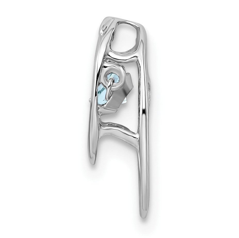 Sterling Silver Rhodium Aquamarine Birthstone Vibrant Chain Slide