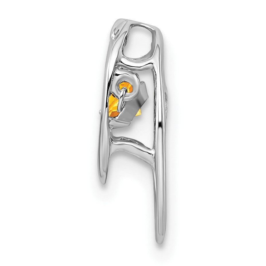 Sterling Silver Rhodium Citrine Birthstone Vibrant Chain Slide