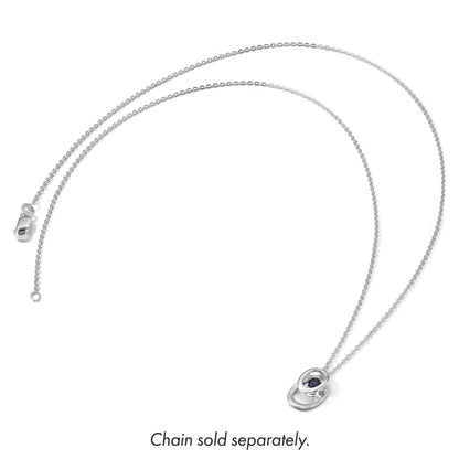 Sterling Silver Rhodium Created Sapphire Birthstone Vibrant Chain Slide