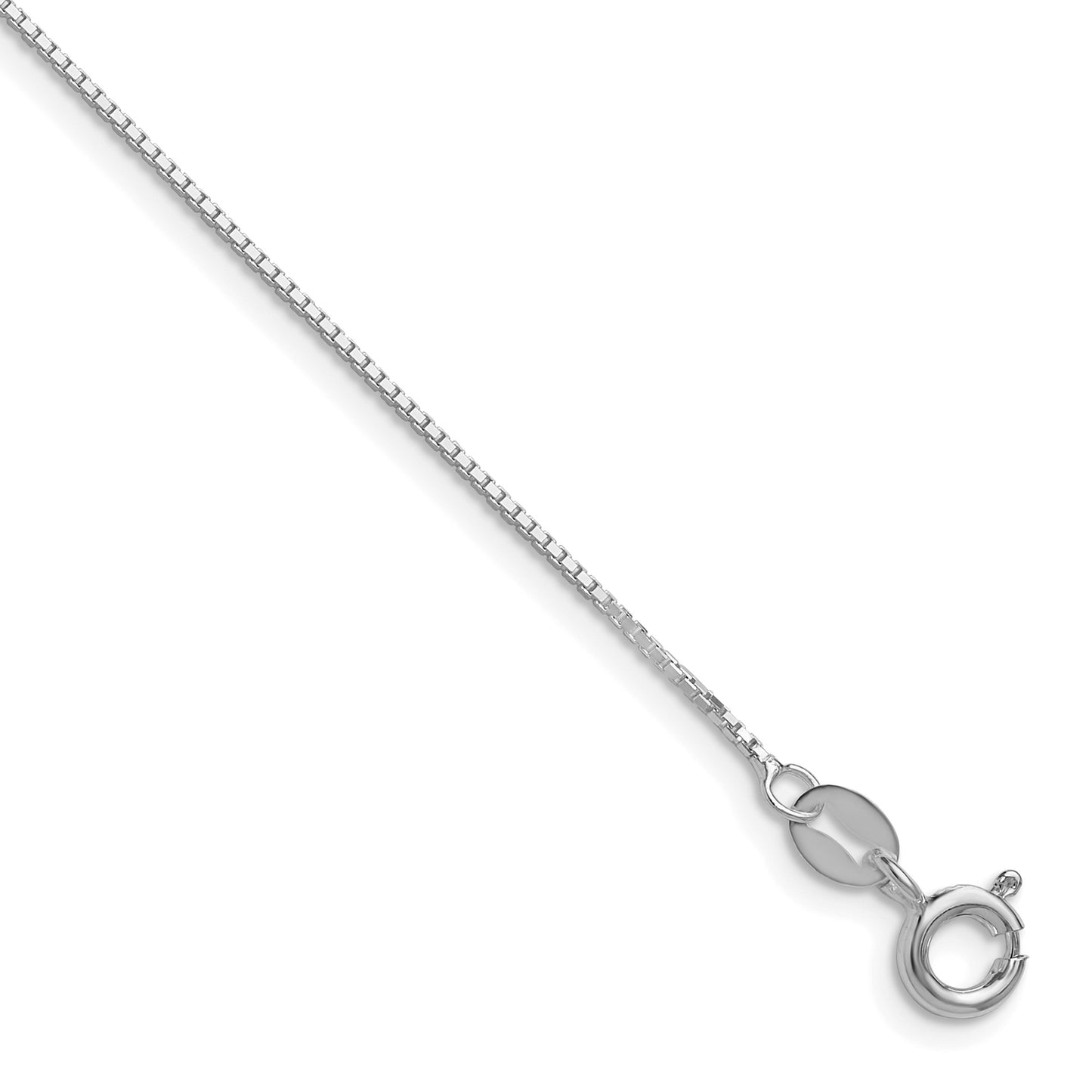 Sterling Silver Rhodium-plated .8mm 8 Sided Box Chain