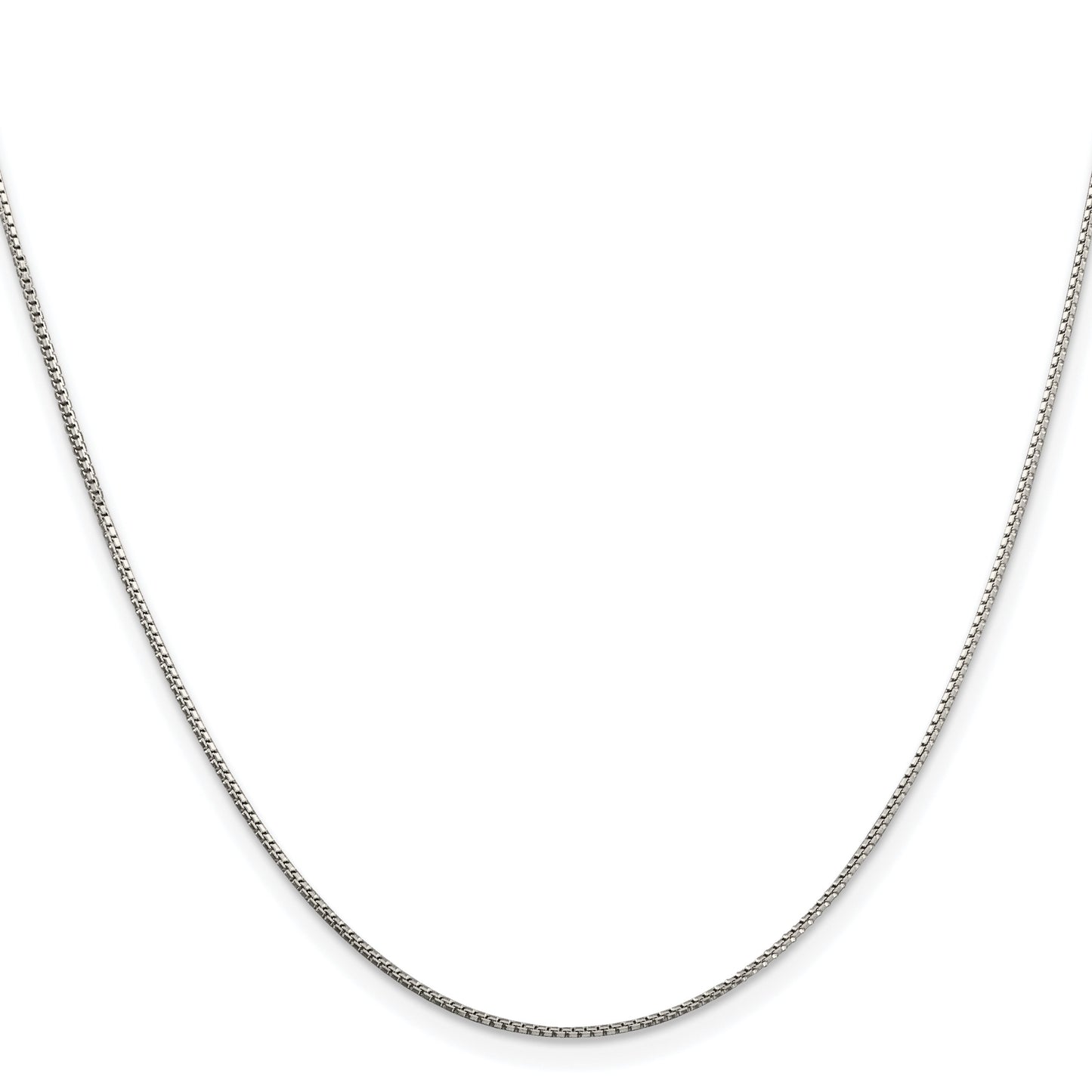 Sterling Silver Rhodium-plated 1mm 8 Sided Box Chain