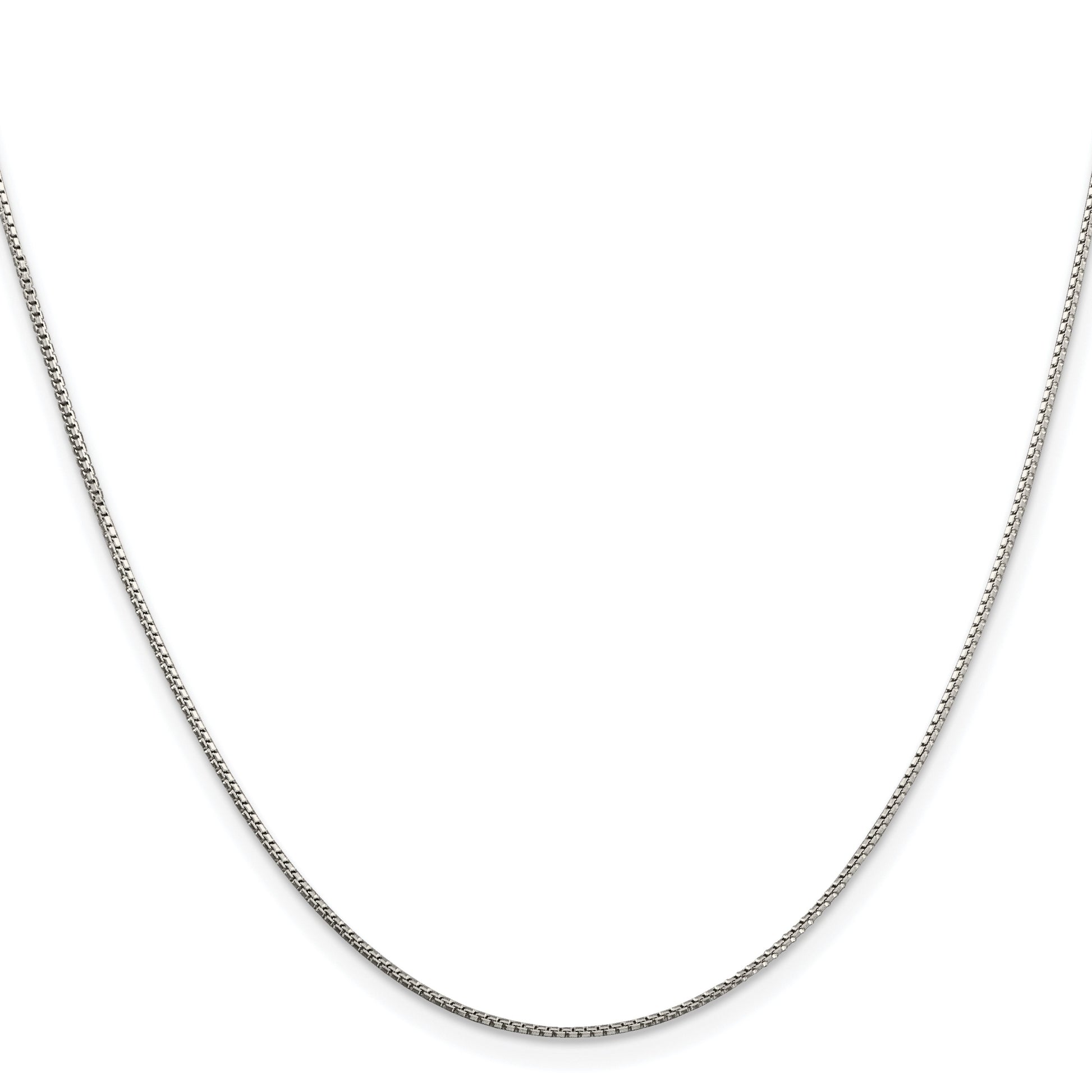Sterling Silver Rhodium-plated 1mm 8 Sided Box Chain