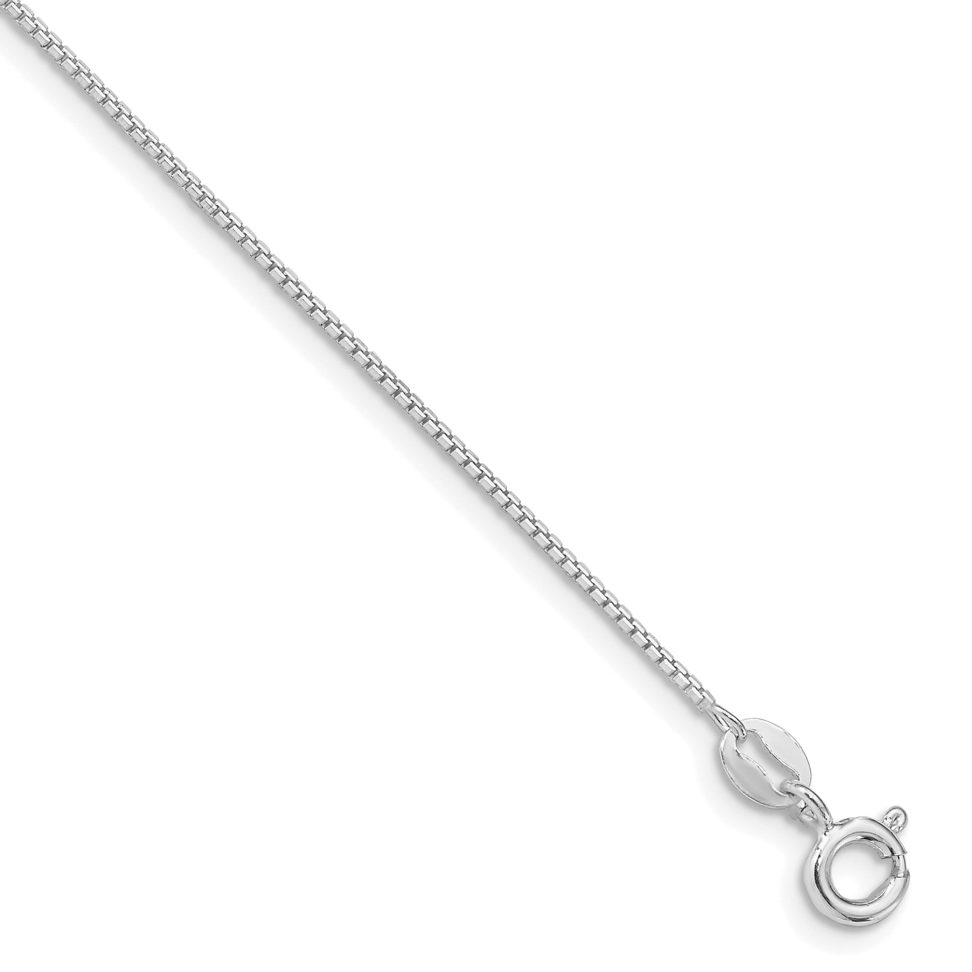 Sterling Silver Rhodium-plated 1mm 8 Sided Box Chain