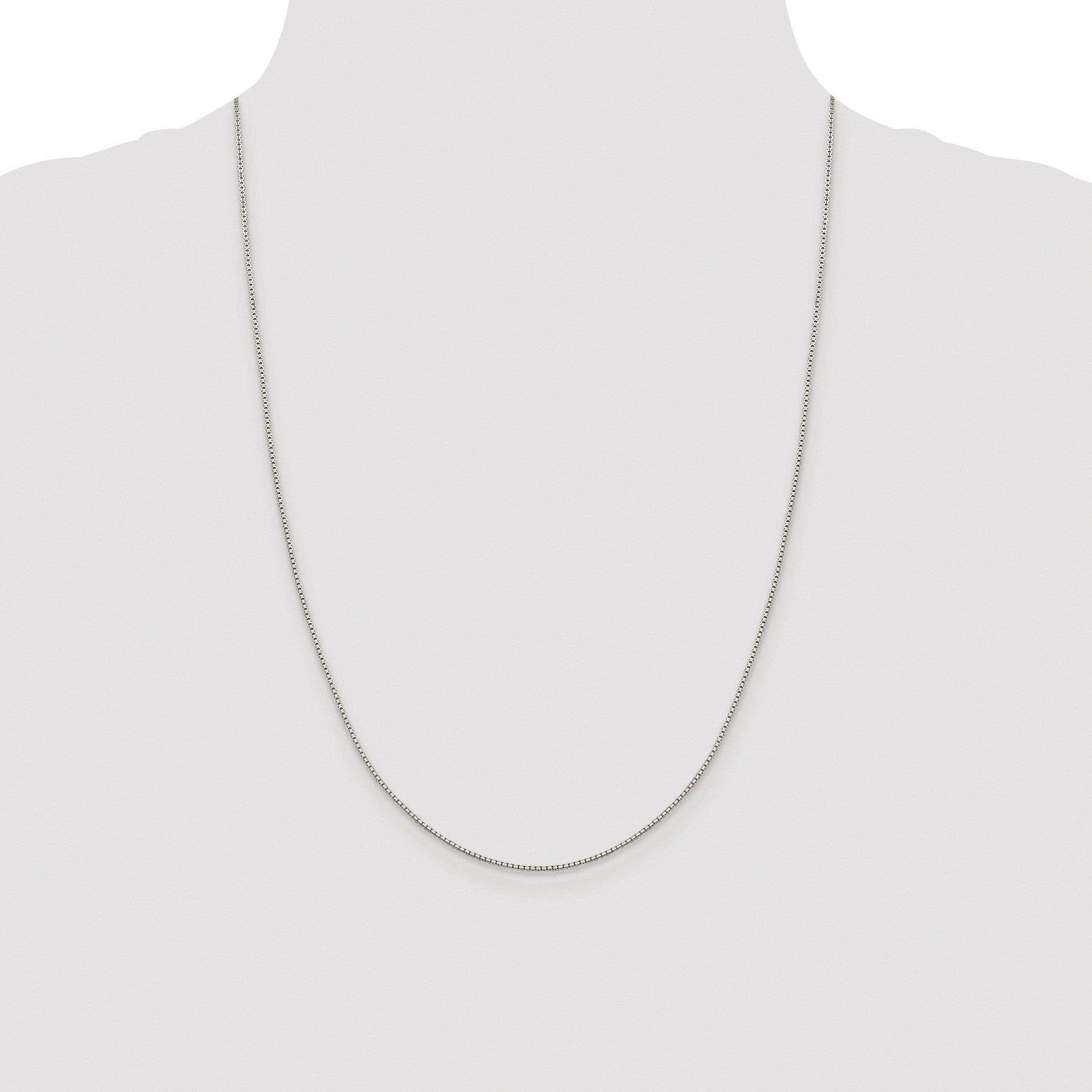 Sterling Silver Rhodium-plated 1.15mm 8 Sided Box Chain