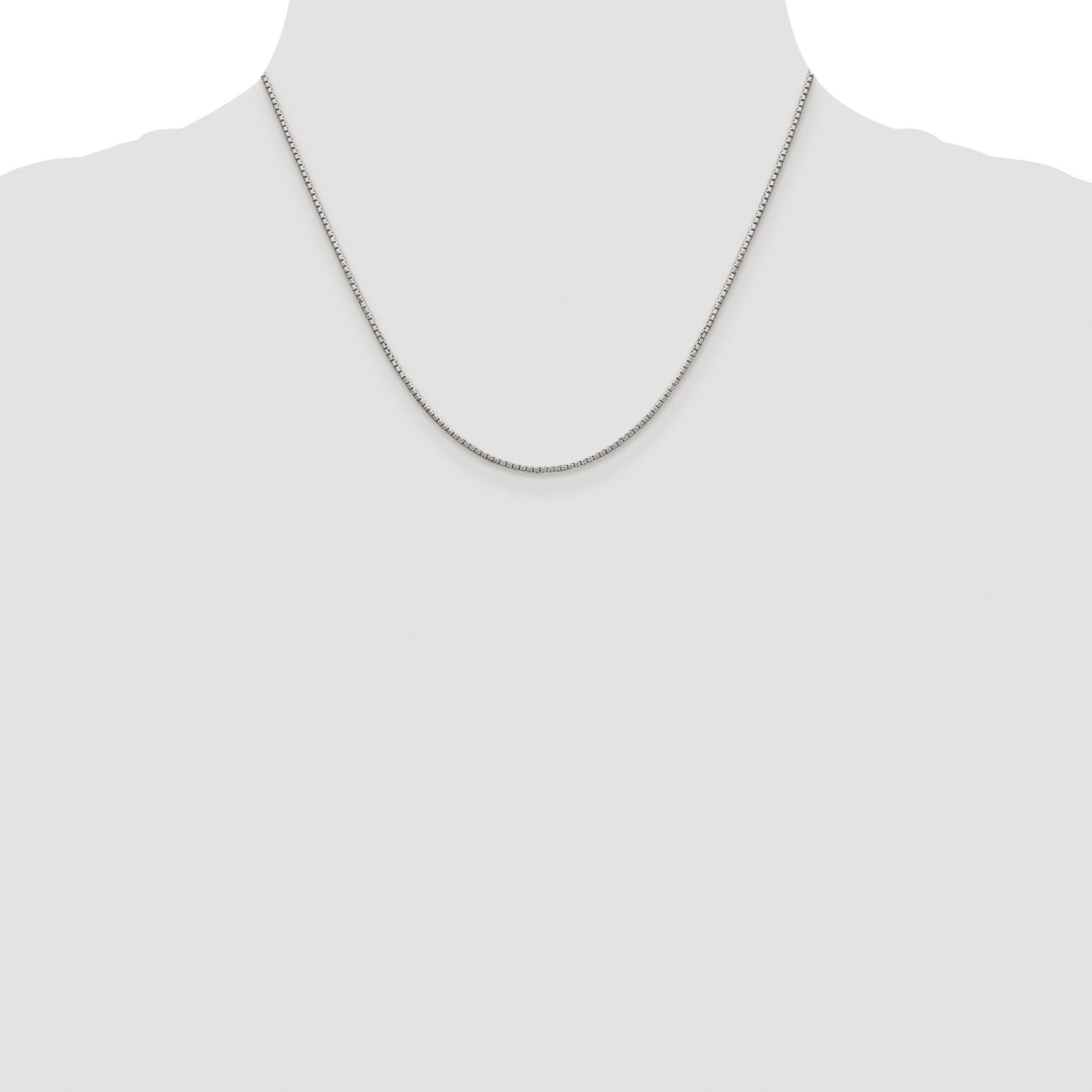 Sterling Silver Rhodium-plated 1.35mm 8 Sided Box Chain