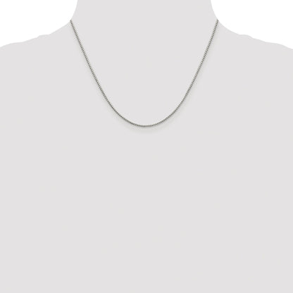 Sterling Silver Rhodium-plated 1.35mm 8 Sided Box Chain