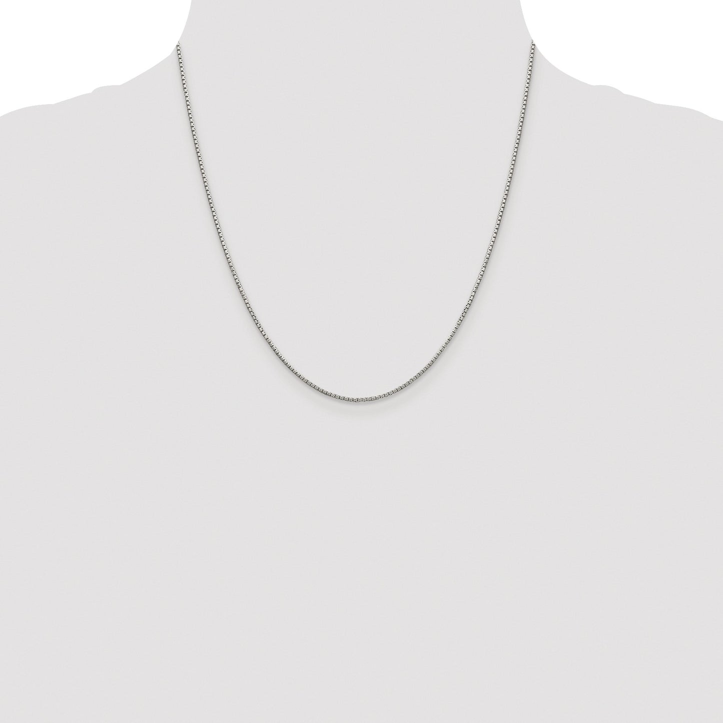 Sterling Silver Rhodium-plated 1.35mm 8 Sided Box Chain