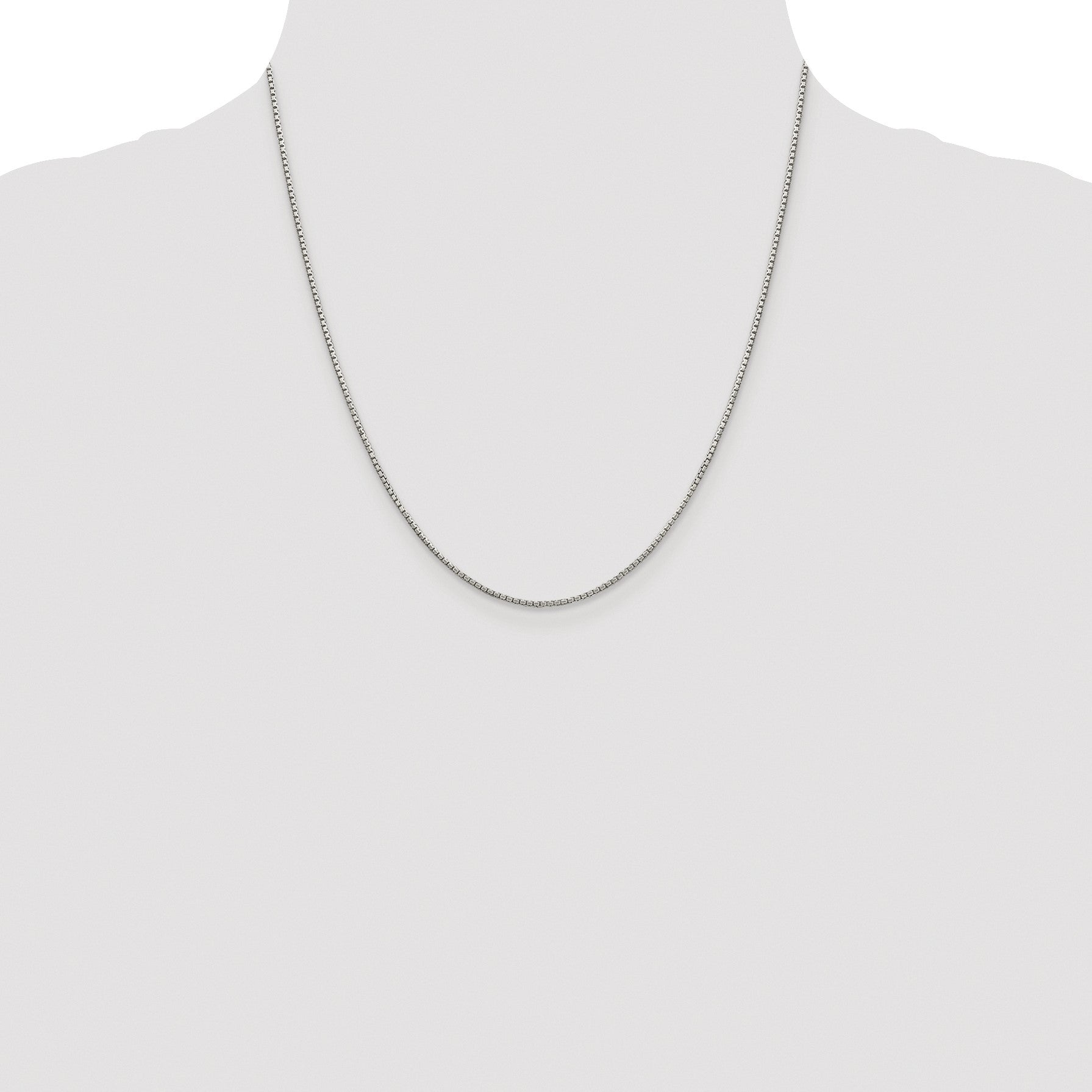 Sterling Silver Rhodium-plated 1.35mm 8 Sided Box Chain