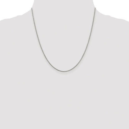 Sterling Silver Rhodium-plated 1.35mm 8 Sided Box Chain
