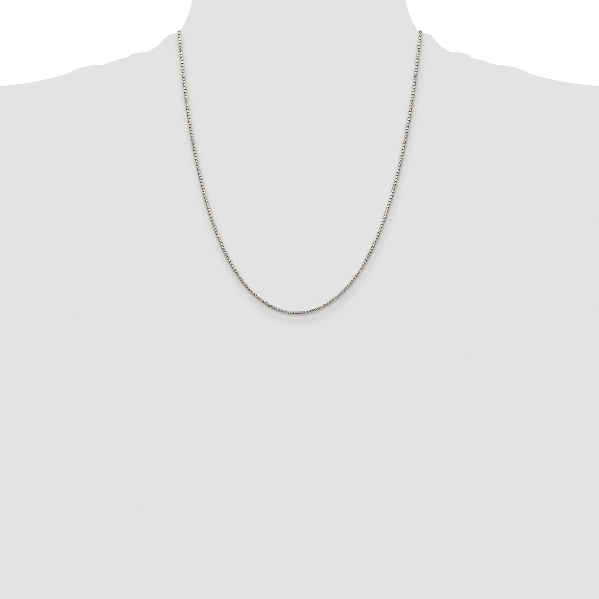 Sterling Silver Rhodium-plated 1.35mm 8 Sided Box Chain