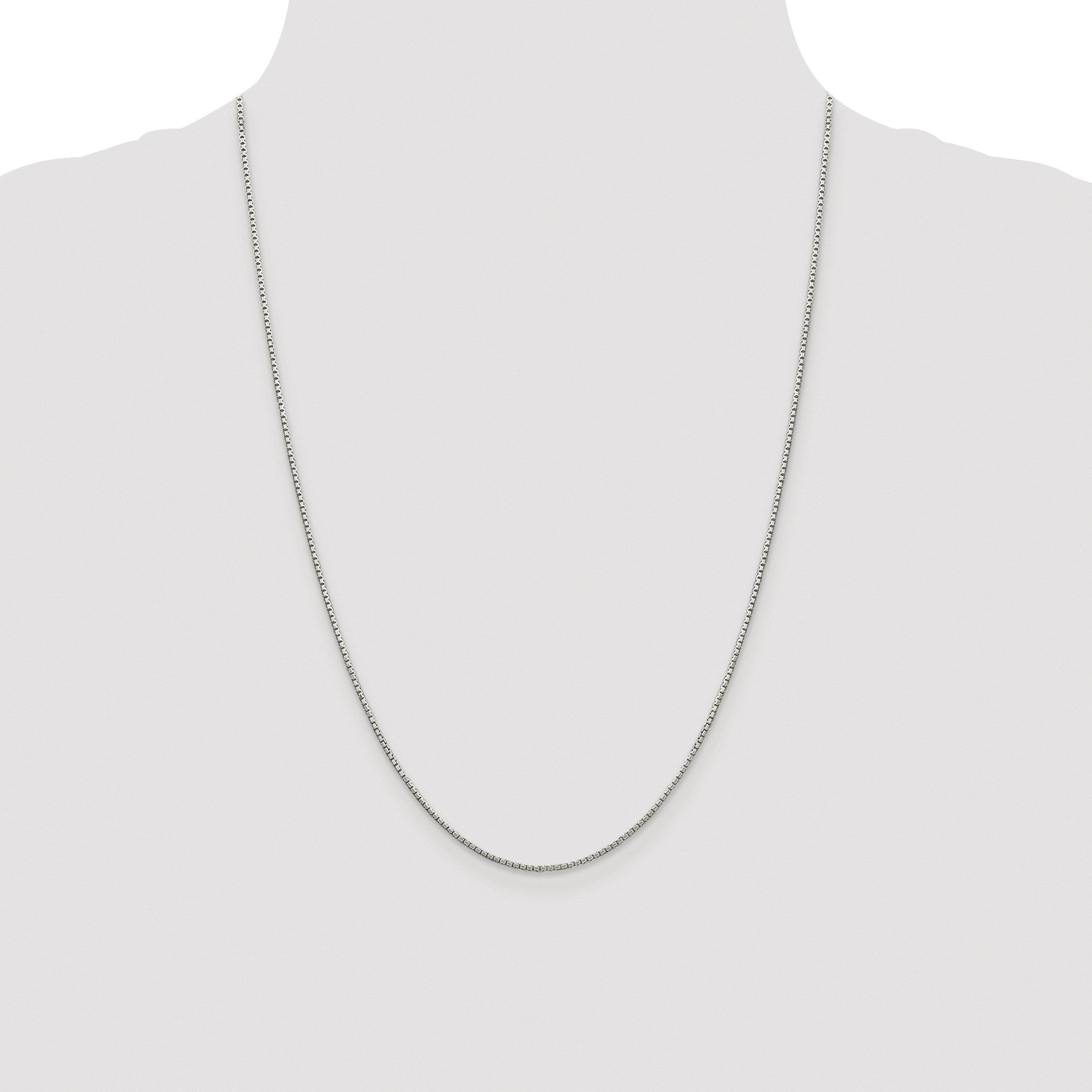 Sterling Silver Rhodium-plated 1.35mm 8 Sided Box Chain
