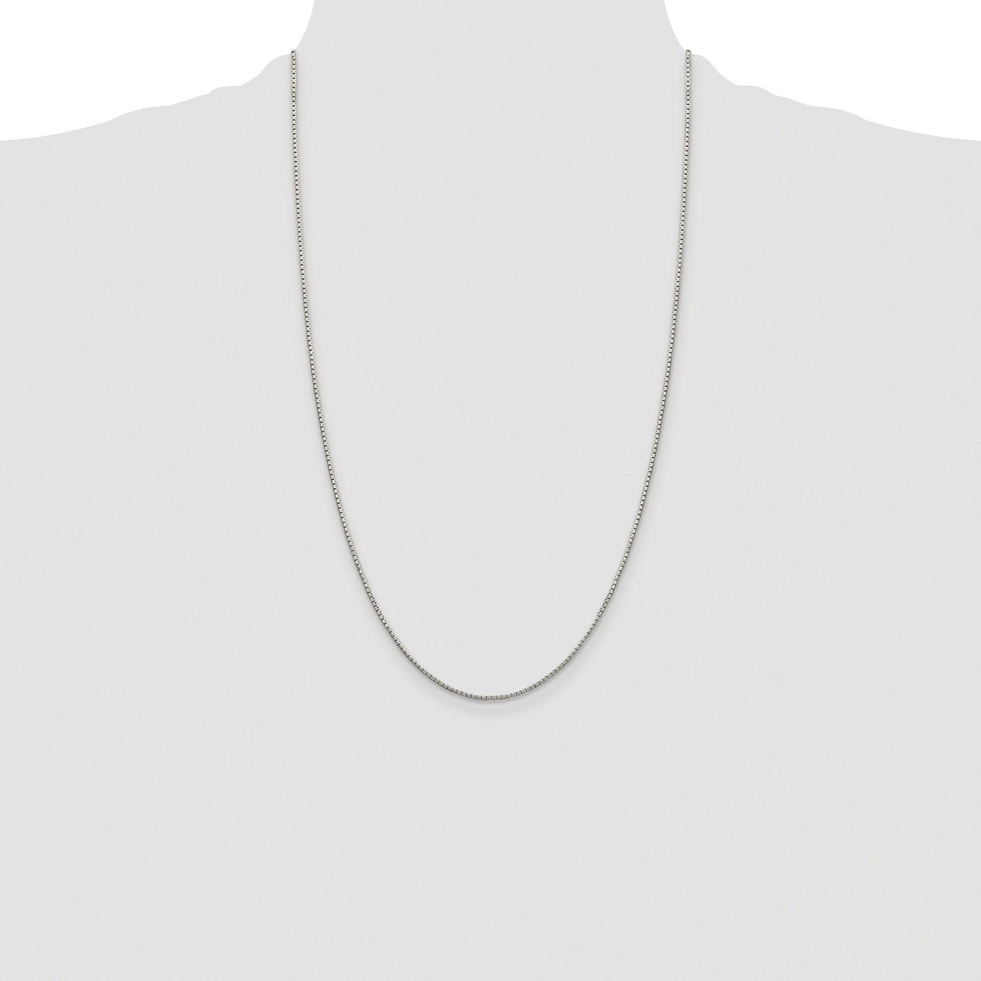Sterling Silver Rhodium-plated 1.35mm 8 Sided Box Chain