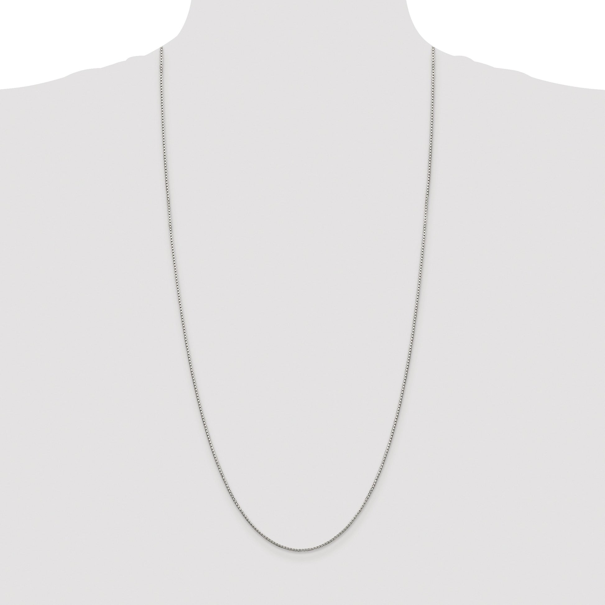 Sterling Silver Rhodium-plated 1.35mm 8 Sided Box Chain