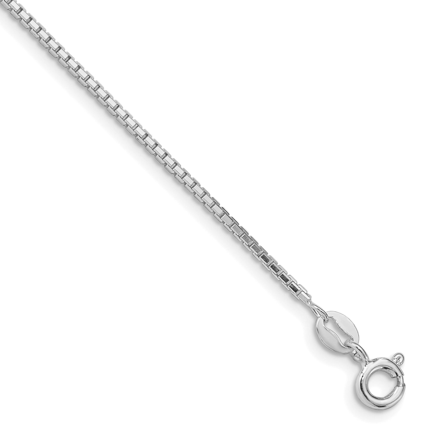Sterling Silver Rhodium-plated 1.35mm 8 Sided Box Chain