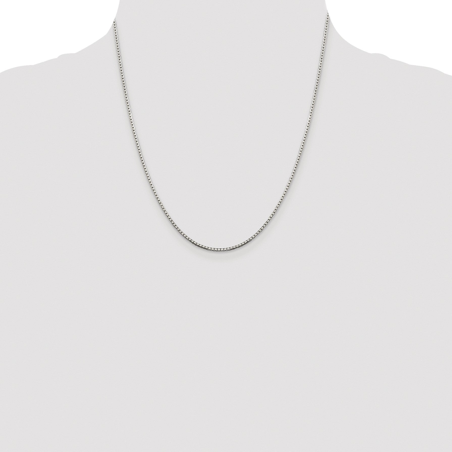 Sterling Silver Rhodium-plated 1.5mm 8 Sided Box Chain