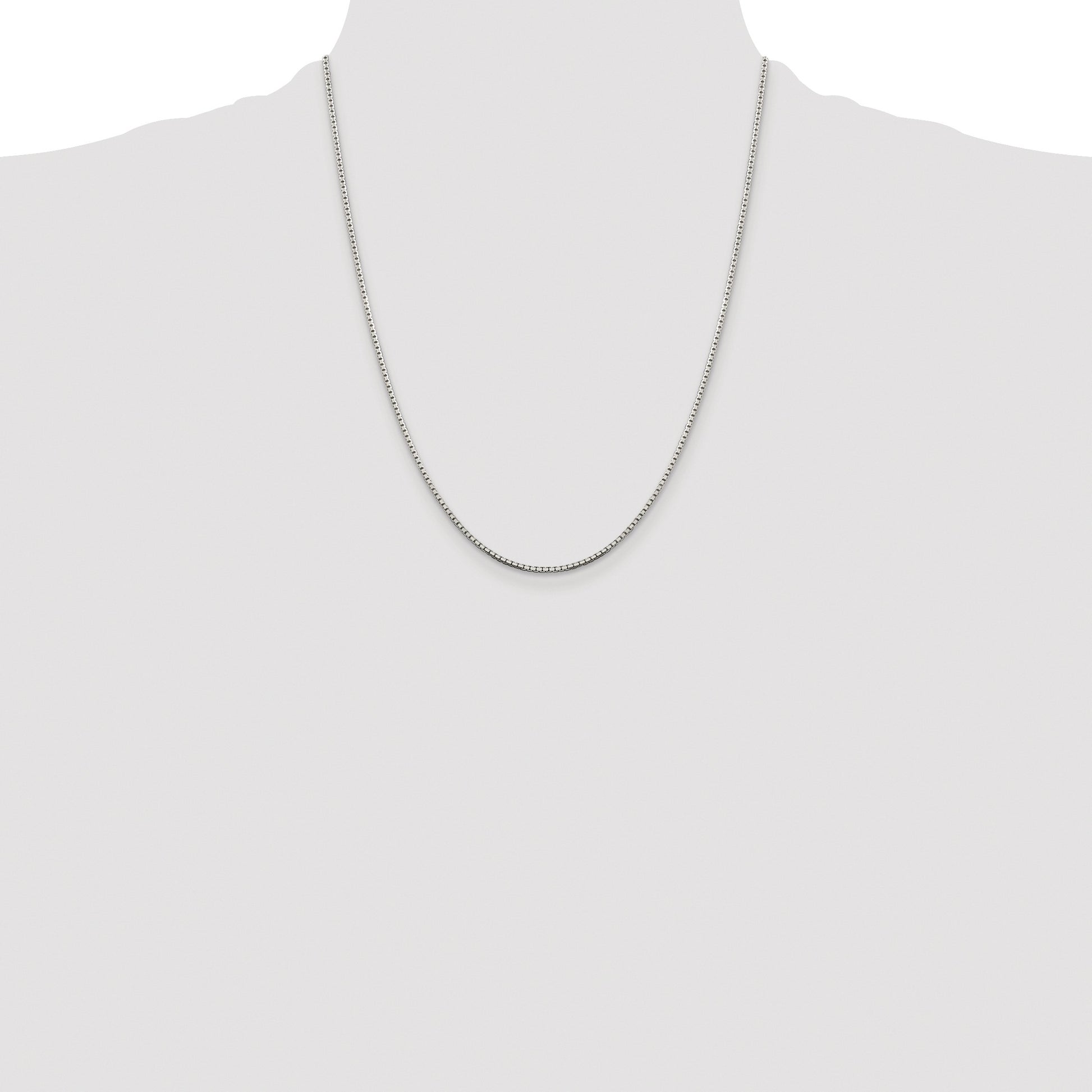 Sterling Silver Rhodium-plated 1.5mm 8 Sided Box Chain