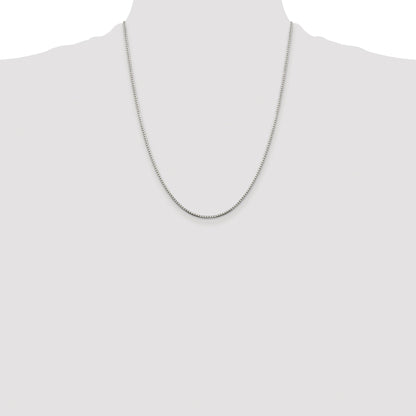Sterling Silver Rhodium-plated 1.5mm 8 Sided Box Chain