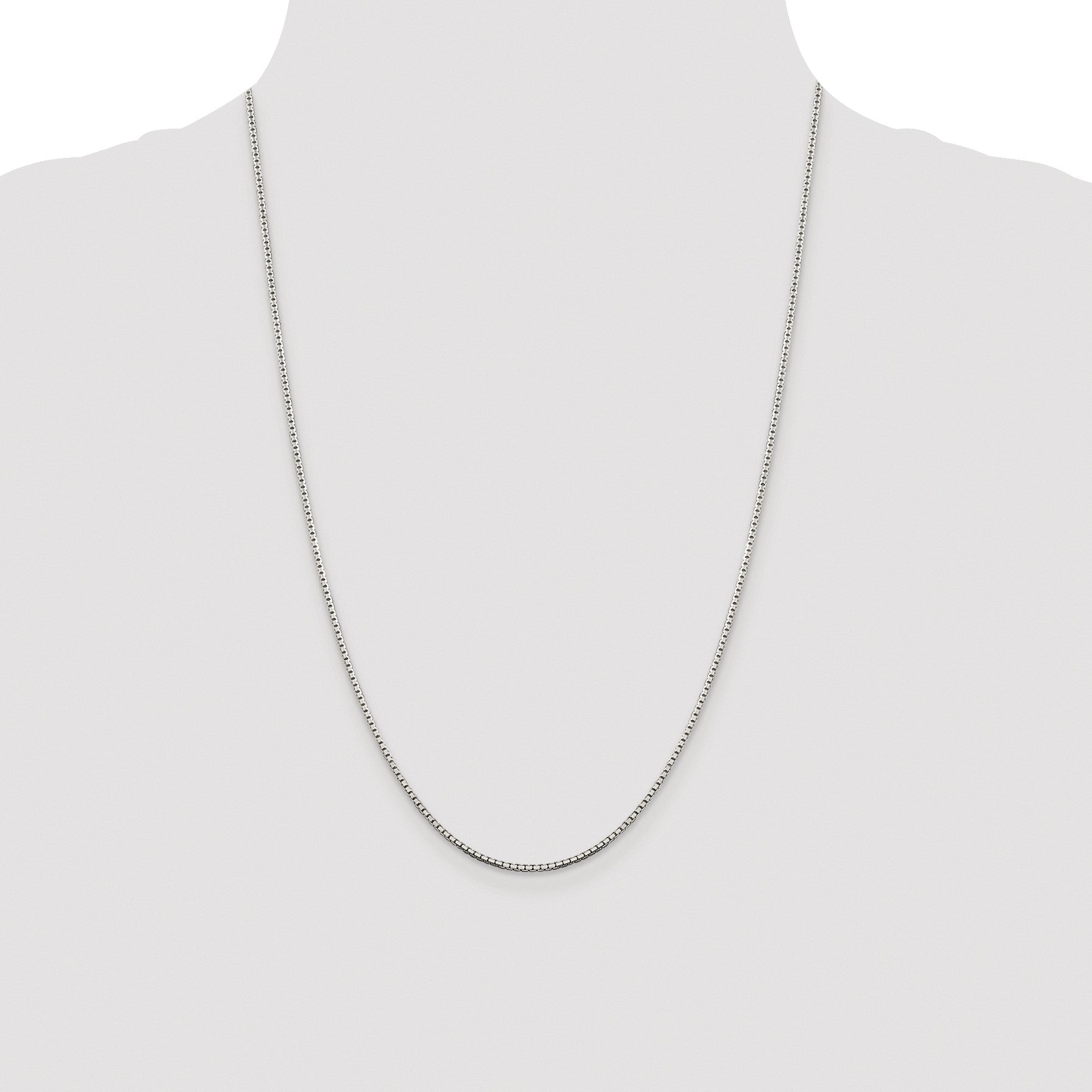Sterling Silver Rhodium-plated 1.5mm 8 Sided Box Chain
