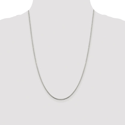 Sterling Silver Rhodium-plated 1.5mm 8 Sided Box Chain