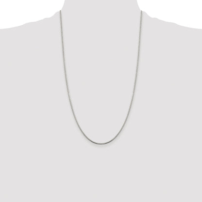 Sterling Silver Rhodium-plated 1.5mm 8 Sided Box Chain