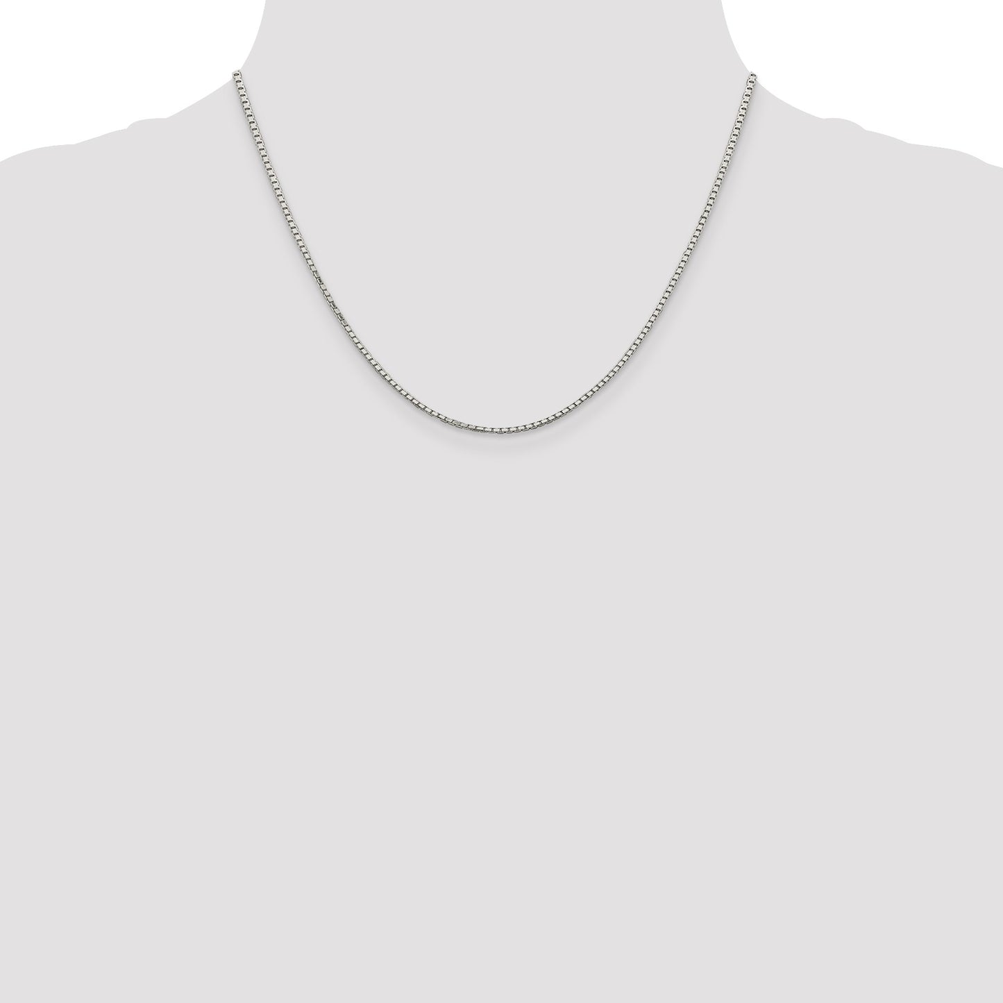 Sterling Silver Rhodium-plated 1.7mm 8 Sided Mirror Box Chain