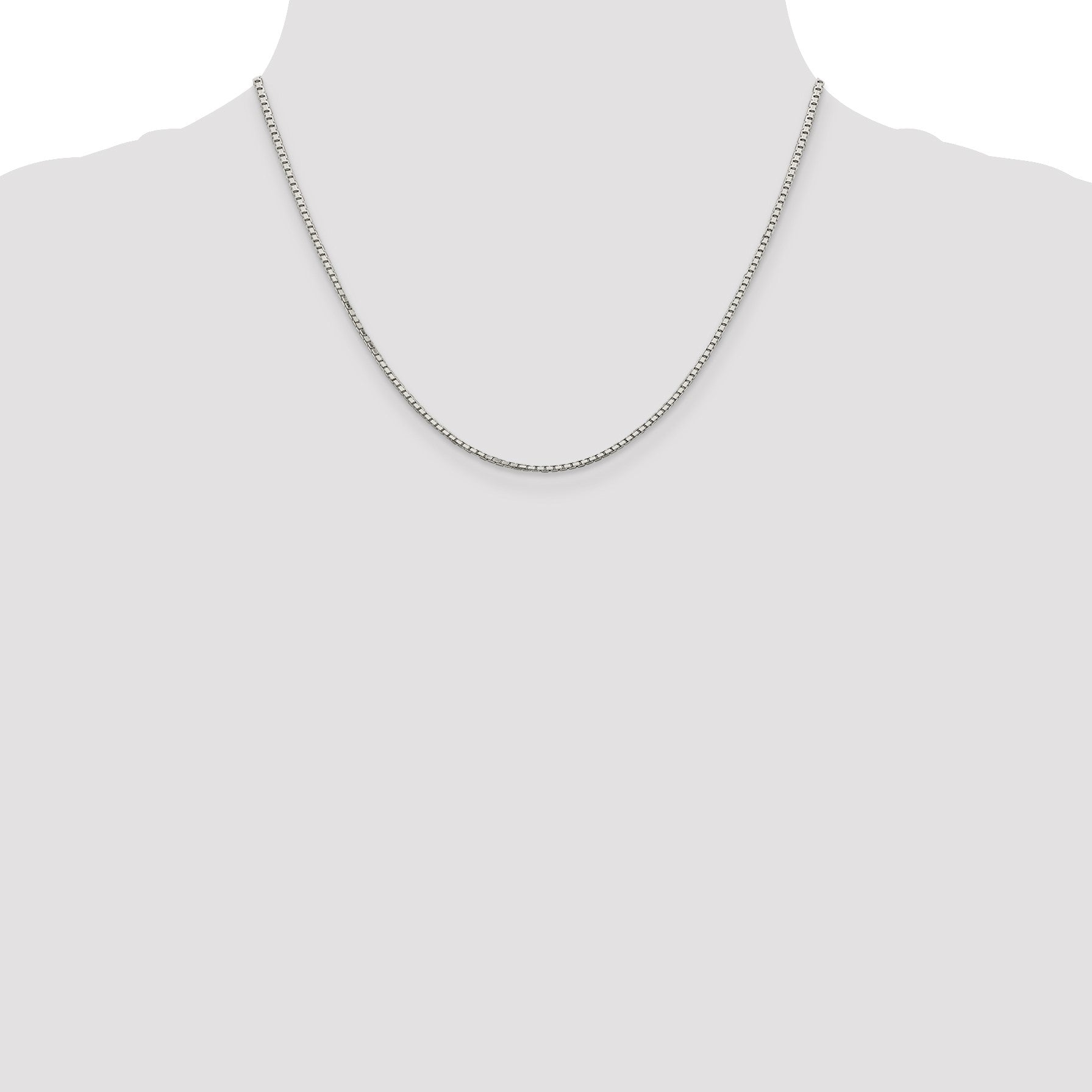 Sterling Silver Rhodium-plated 1.7mm 8 Sided Mirror Box Chain